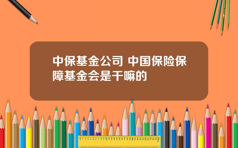 中保基金公司 中国保险保障基金会是干嘛的